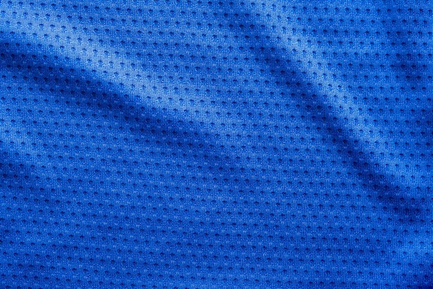 Maglia da calcio per abbigliamento sportivo in tessuto di colore blu con sfondo a trama in rete d'aria