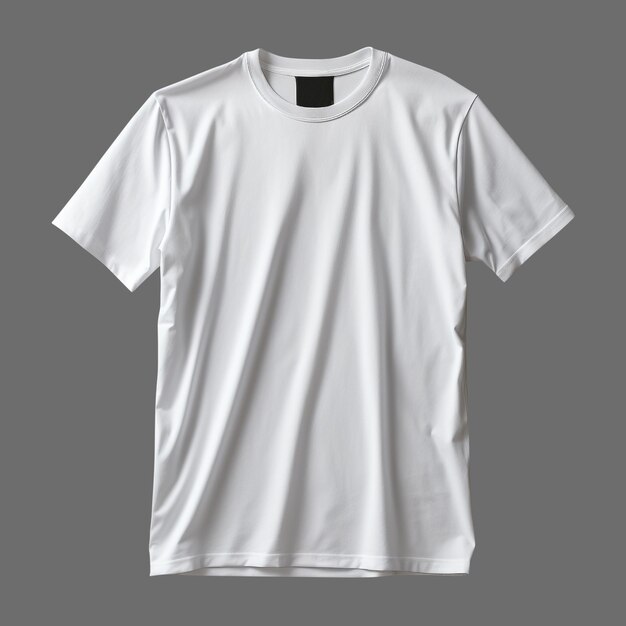 Maglietta bianca da uomo isolata su sfondo grigio stile minimalista AI fotorealistico generato