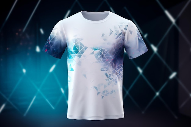 Maglietta bianca e blu Tshirt mockup vista frontale cybersport