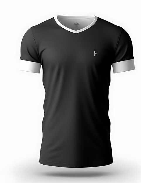maglietta bianca e nera vuota con il tuo design vuoto su sfondo bianco mockup della maglietta con rendering 3d
