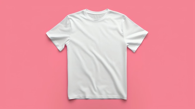 Maglietta bianca su sfondo rosa vista anteriore