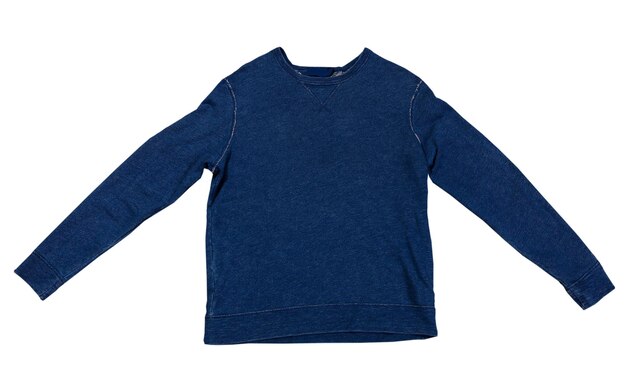 Maglietta blu Navy isolata su pullover bianco denim mock up Magliette blu in studio foto isolata su bianco