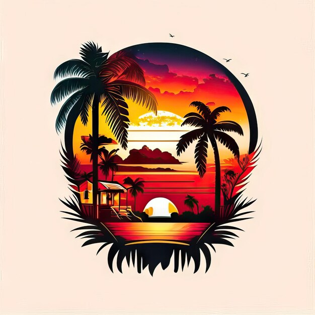Maglietta con logo tropicale Paradise