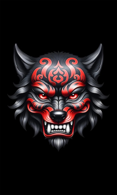 Maglietta con pittura digitale Angry Fox rossa e nera art