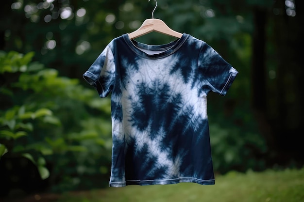 Maglietta Tiedye blu navy e bianca per ragazza Generative AI