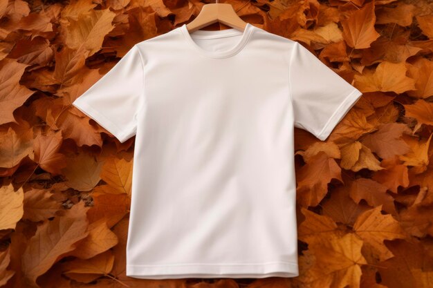 Maglietta vuota autunno sfondo foto pubblicitaria foto ultra realistica 8k 3d