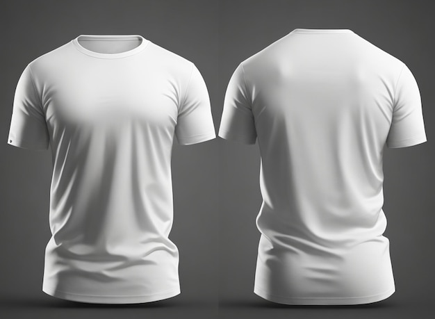 magliette bianche foto realistiche con vista frontale e posteriore dello spazio di copia