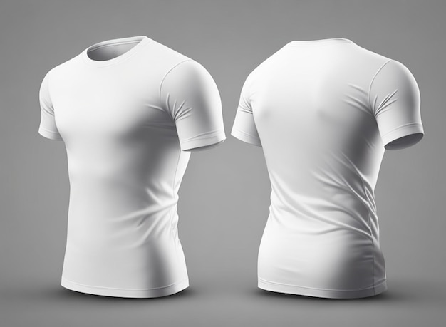 magliette bianche foto realistiche con vista frontale e posteriore dello spazio di copia