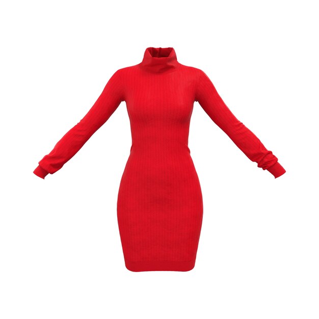 Maglione rosso semplice della maglieria della donna di comodità su un fondo bianco. Rendering 3D