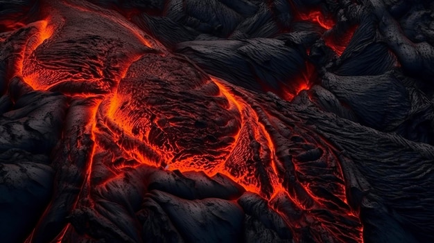 Magma Volcano Lava Texture Sfondo del desktop realistico AI generato