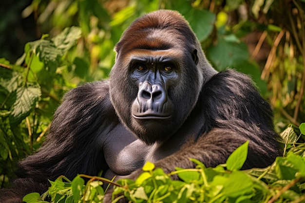 Magnifici gorilla nelle dense foreste pluviali