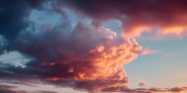 Magnifico cielo al tramonto con una bella esposizione di nuvole