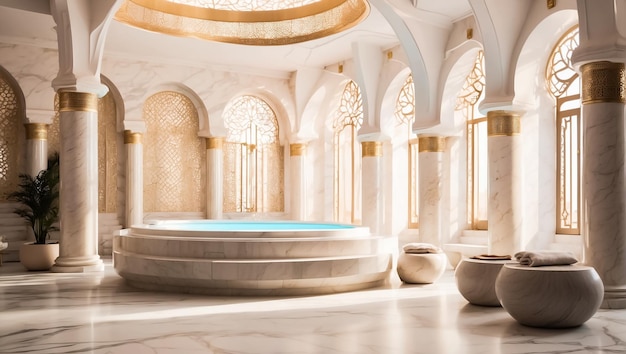 Magnifico hammam in marmo chiaro