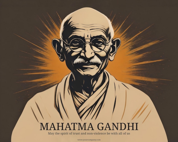 Mahatma Gandhi Dipinto Ritratto Concept creativo del 2 ottobre Mahatma Gandhi Jayanti Giorno dell'Indipendenza dell'India Festa della Repubblica dell'India