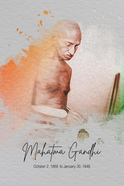 Mahatma Gandhi Water Color Portrait Post per i social media