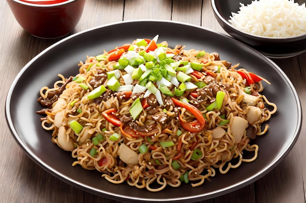 Maiale Yakisoba noodle arte generativa di AI