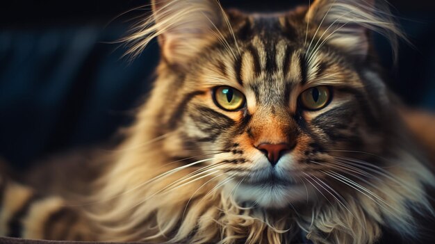 Maine Coon cat full face frame 4K ultra realistico