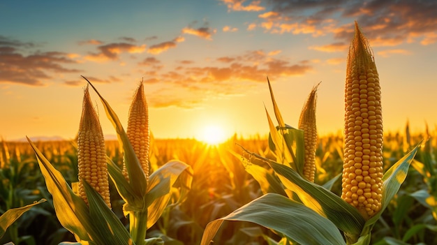 mais maturo nel campo al tramonto