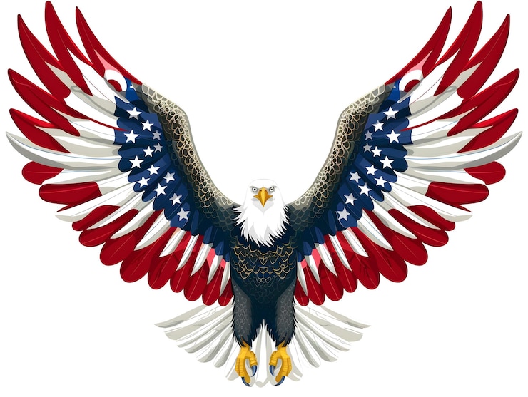 Photo majestic eagle with american flag wings spread wide
