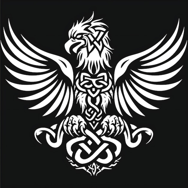 Majestic Griffin Tribe Insignia Logo con un Griffin Spreadin Creative Logo Design Tattoo Contorno