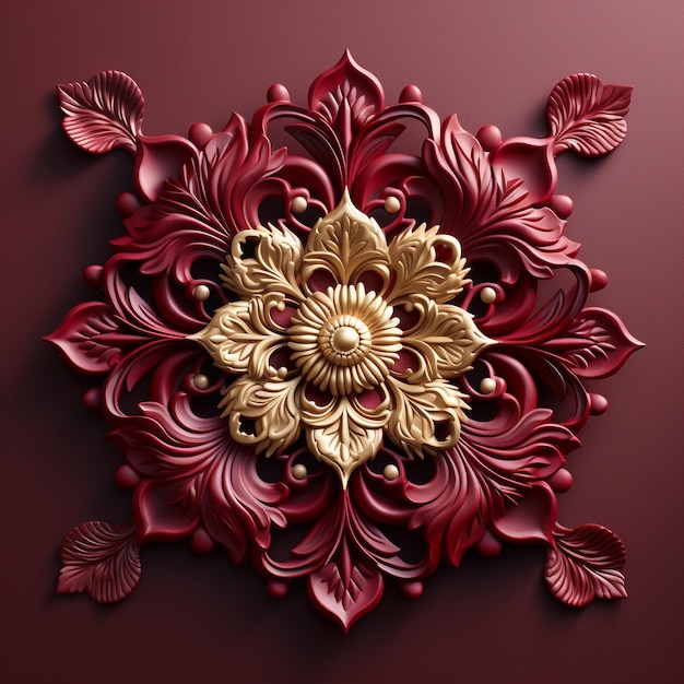 Majestic Maroon Realizza un mandala marrone con intricati dettagli arabeschi dorati per un tocco regale