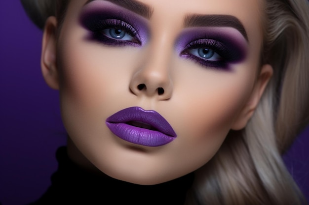 Make-up elegante in una tonalità viola occhietti neri impeccabili