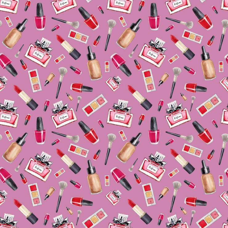 Foto make up seamless pattern.