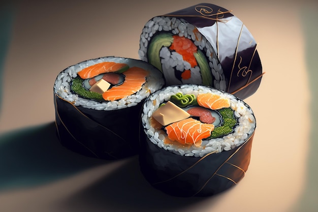 maki sushi roll con una buona fotografia di illuminazione