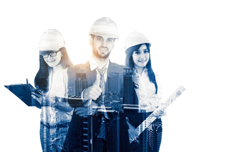 Male and females construction engineers