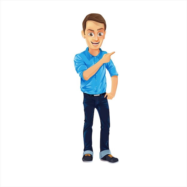 Male Vector Character with Jeans and Blue Shirt