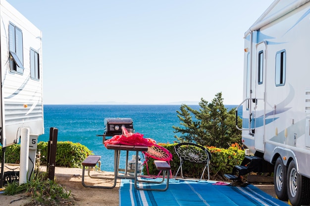 Malibu, California, Stati Uniti d'America-24 dicembre 2014. Inverno RV camping sul costo della California.