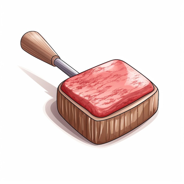 Mallet di carne Tenderizer di carne illustrato in cartone animato 2d su bianco