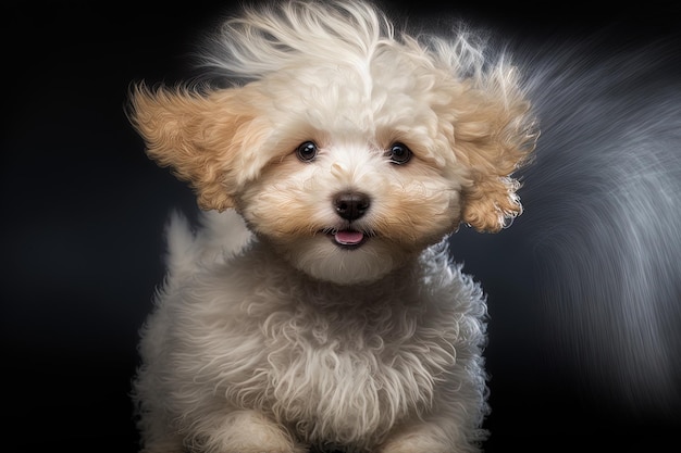 Maltipoo cane cucciolo ibrido barboncino maltese in studio adorabile