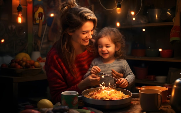 mamma felice con il suo bambino che ride