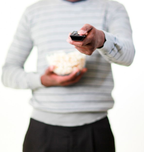 Man holding popcorn