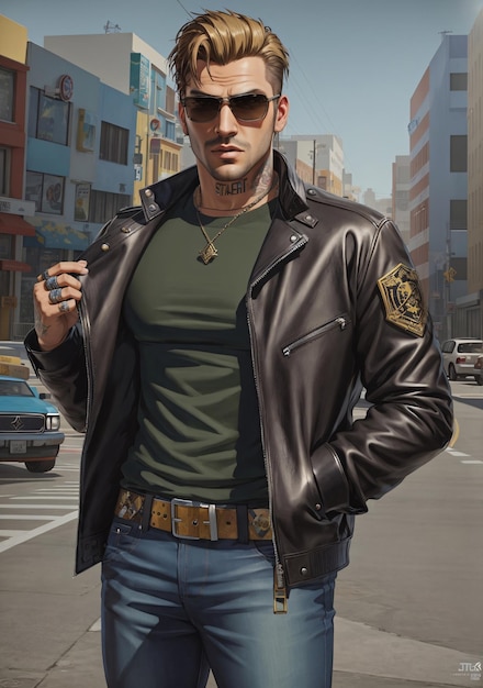 Man Street Outfit in stile arte vettoriale videogioco