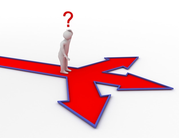 Man with different direction. 3d rendered illustration