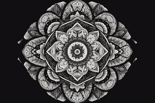 Mandala con geometria sacra e motivi floreali