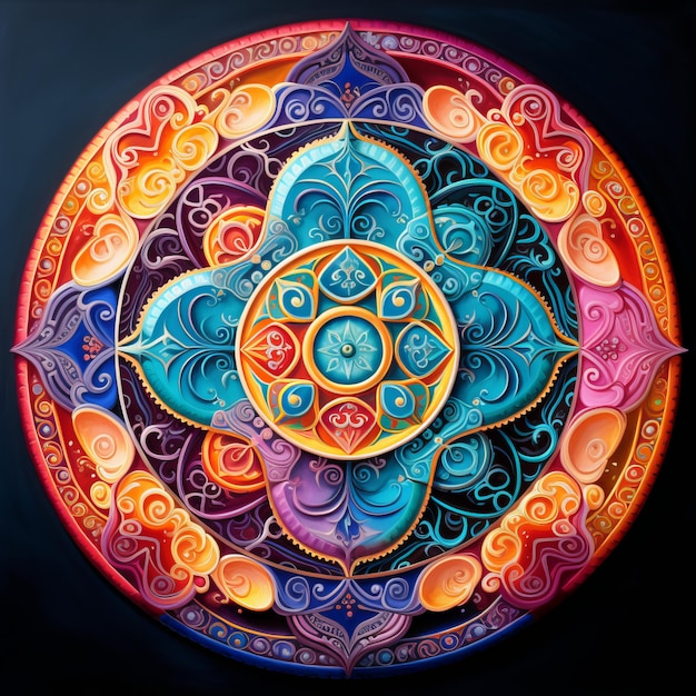 Mandala dell'equilibrio tra colori caldi e freddi