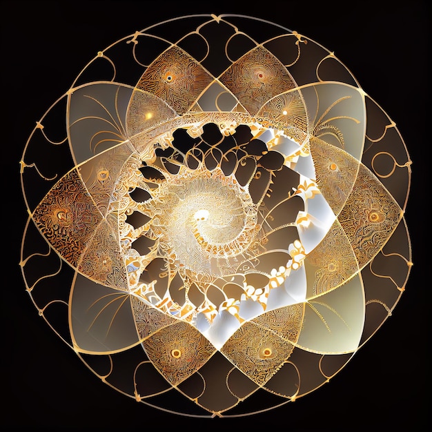 Mandala di Fibonacci frattale dorato