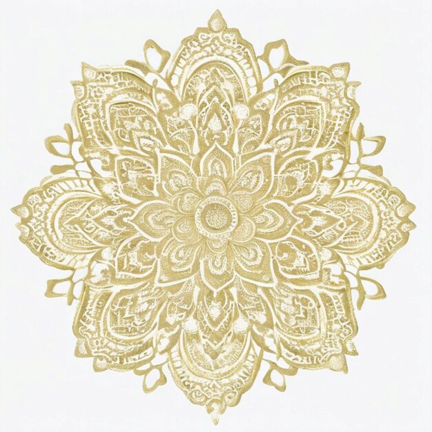 Mandala dorata decorativa su sfondo bianco