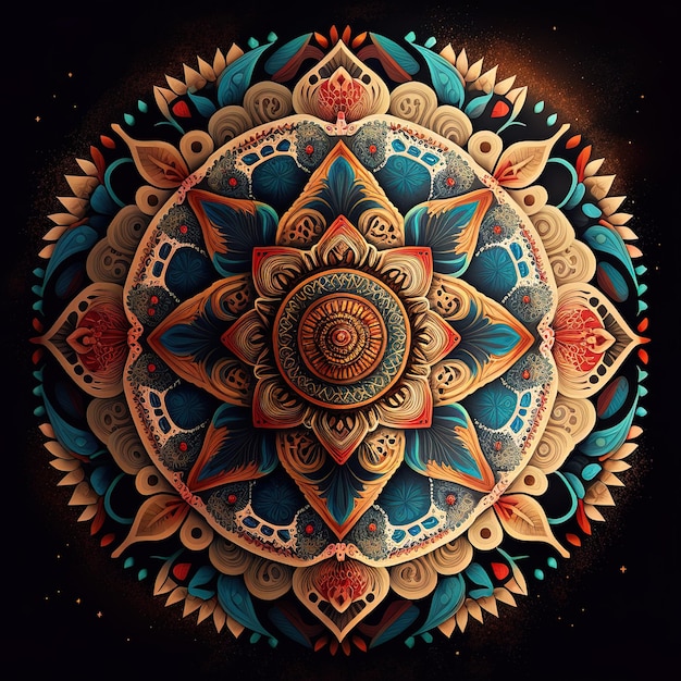 Mandala etnico nell'illustrazione 2D