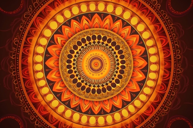 Mandala fatto di raggi solari e colori caldi