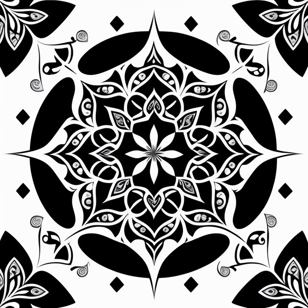 Mandala quadrati per libro da colorare dettagli intricati linee chiare e pulite linee di inchiostro bianco e nero