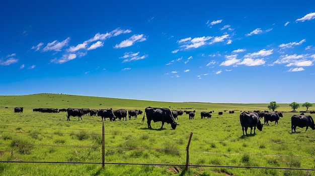 Mandria di mucche Black Angus del Texas negli Stati Uniti nel bestiame di campagna