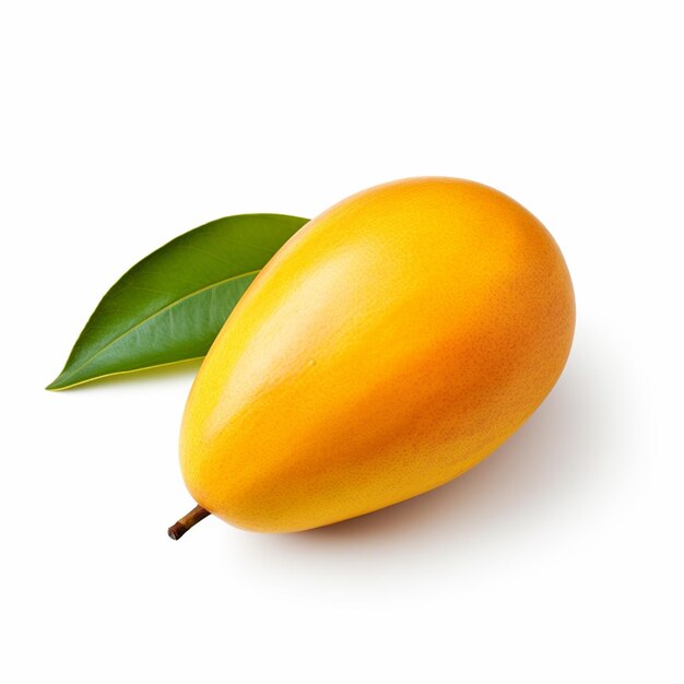 Mango con foglia su sfondo bianco