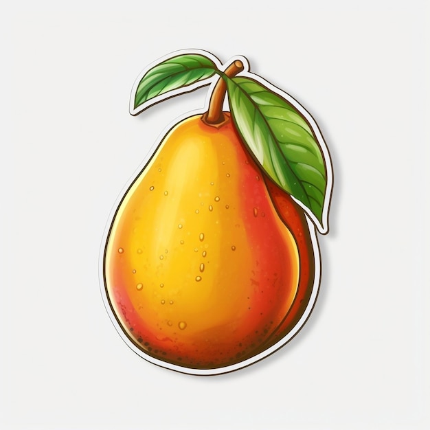Mango Sticker su uno sfondo bianco AI generativa
