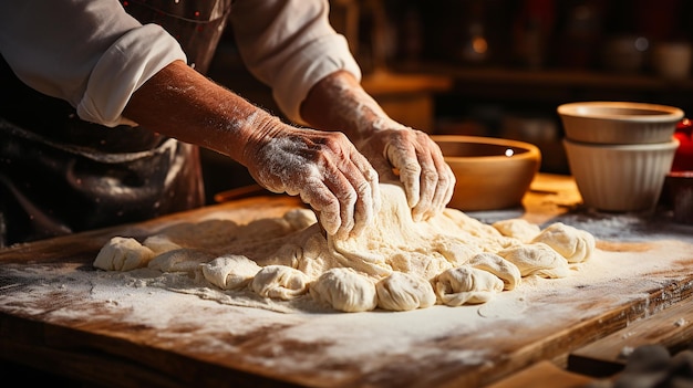 Mani abilmente rotolare la pasta per delizie fatte in casa