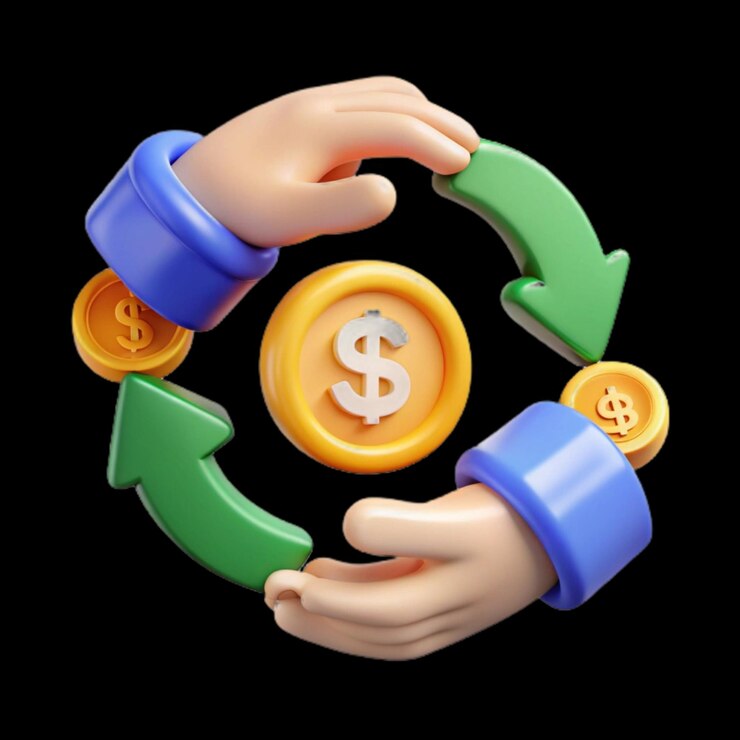 Mani che scambiano valuta in rappresentanza di affari e commercio
