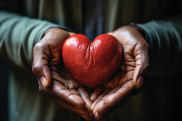 Mani che tengono dolcemente un cuore Questo potente simbolo rappresenta concetti come l'amore la compassione la cura la salute e l'empatia trasmettendo un forte senso di umanità e gentilezza